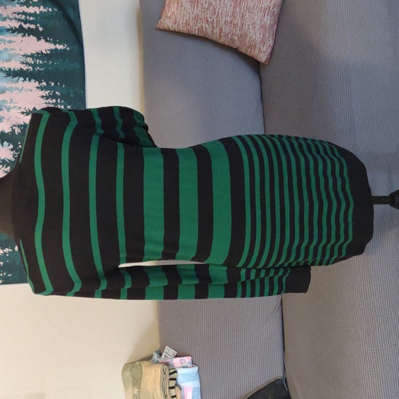 Michael Kors Green & Black Striped Sweater Dress Sz Small - Picture 5 of 6